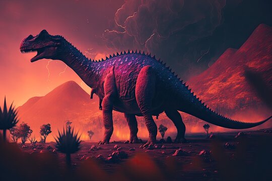 Anchisaurus Colorful Dangerous Dinosaur in Lush Prehistoric Nature by Genera