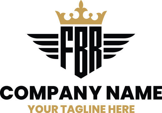 FBR initial letter with wing, crown logo, luxury logo,luxury shield, monogram logo design premium template vector