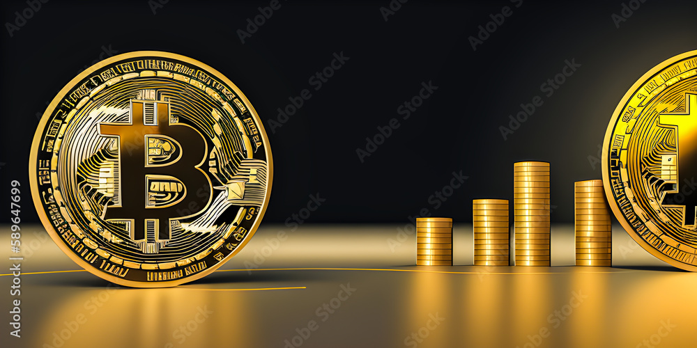 Aufkleber bitcoin on a dark background created by artificial intelligence