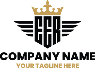 EER initial letter with wing, crown logo, luxury logo,luxury shield, monogram logo design premium template vector