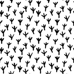 Hand drawn Easter seamless pattern, doodle chicks footsteps, great for banners, wallpapers, wrapping.