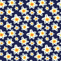 Hand drawn Easter seamless pattern, doodle flowers, great for banners, wallpapers, wrapping.