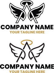 A initial letter with angel wings logo design vector