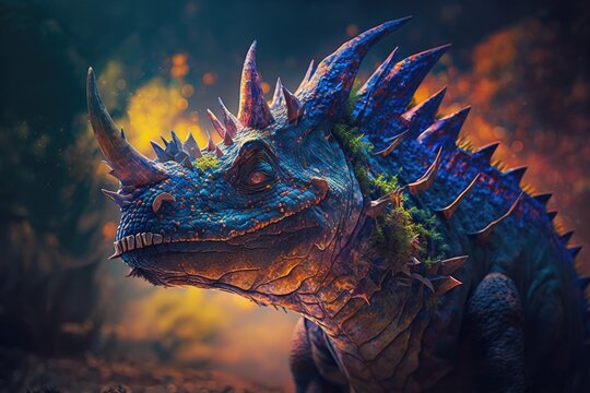 Euoplocephalus Colorful Dangerous Dinosaur in Lush Prehistoric Nature by Generative AI