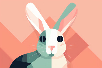 A minimalist graphic design of an Easter bunny. Generative AI. 