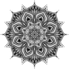 Big Mandala. Highly detailed ornamental design. Tattoo, print, design element, for coloring book