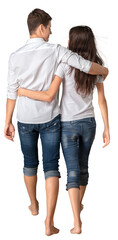 Naklejka premium Portrait of heterosexual young couple ,back view