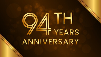 94 year anniversary celebration. Anniversary logo design with double line concept. Logo Vector Template Illustration