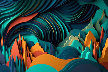 Obraz premium 3d rendering of abstract background with cut out shapes in paper art style