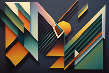 Abstract geometric shapes in low poly style. 3d render illustration.