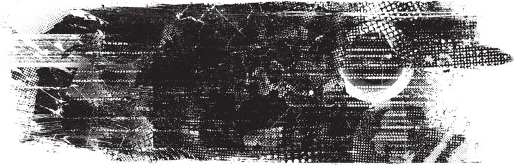 Glitch distorted grunge layer  . Noise destroyed texture . Trendy defect error shapes . Overlay grunge texture . Distressed effect .Vector shapes with a halftone dots screen print texture.