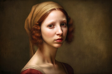 Artistic Modern Renaissance Portrait of a Woman, generative ai