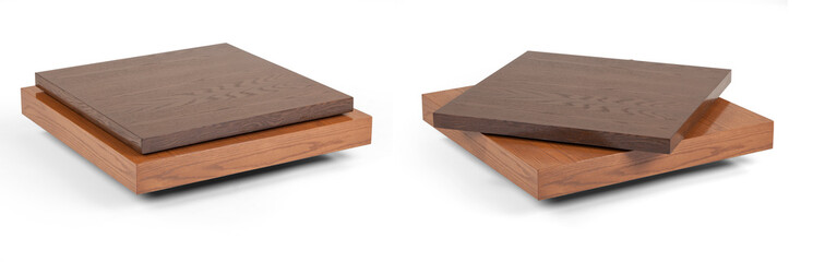 wooden coffee table isolated on white background 