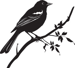 Bird on a branch Vector illustration, SVG	