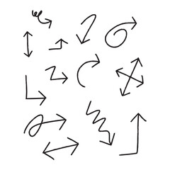 drawing of arrows with thin lines and doodles, thin line doodles