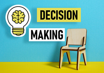 Decision making process concept is shown using the text