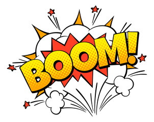 Boom comic bubble. Smash or explosion sound effect