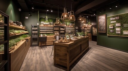 Fototapeta premium Green Retail: Eco-Friendly and Healthy Food Shopping Experience. Generative AI