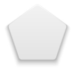 White pentagon button template. Realistic polygon shape