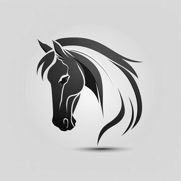 Horse head vector drawing , Horse head isolated white background. Black and white horse logo design.
