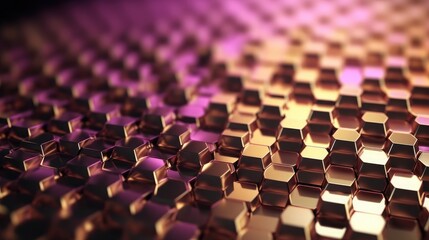 Obraz premium Dynamic cubes motion geometric background in pink gold colors. Generative AI