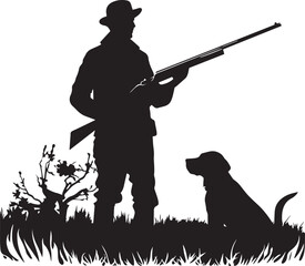 Hunter with a dog Vector illustration, SVG