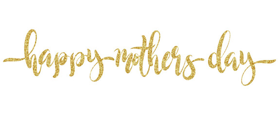 Fototapeta na wymiar Happy Mother Day beautiful lettering png illustration with sparkling golden grain pattern
