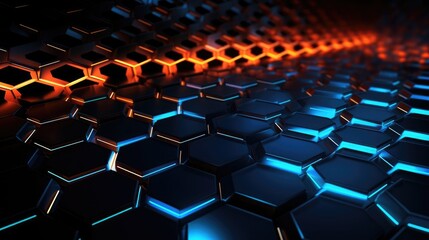 Naklejka premium Hexagonal abstract metal background. Generative AI