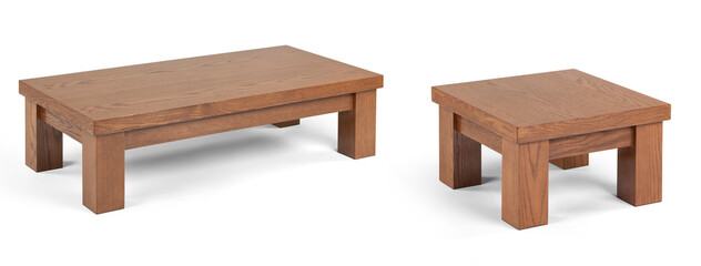 wooden coffee table isolated on white background 