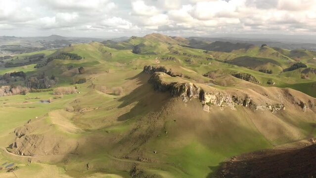 Aerial shot from Te Mata Park of Mount Erin, located in Hawke's Bay, New Zealand.