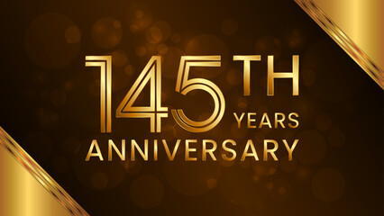 145 year anniversary celebration. Anniversary logo design with double line concept. Logo Vector Template Illustration