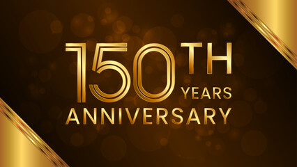 150 year anniversary celebration. Anniversary logo design with double line concept. Logo Vector Template Illustration