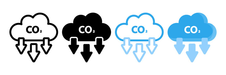 Carbon emissions reduction icon. Carbon emissions Sign. Vector illustration