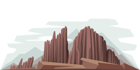 Elevated Mountain Peak and Summit with Bedrock Vector Illustration