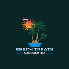 beach treats logo, summer logo, minimalist and business logo design.