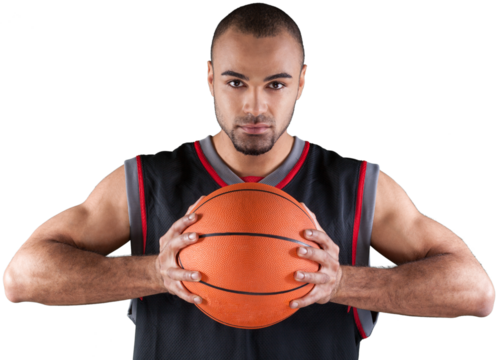 Basketball Player Holding a Ball - Isolated