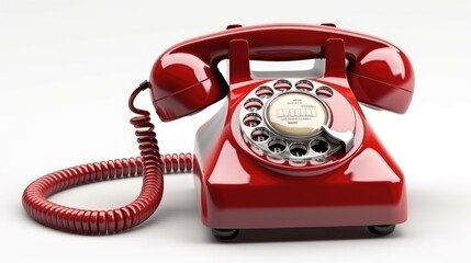  Vintage wired telephone. Isolated on white, extremely detailed, realistic, photographic, generative ai