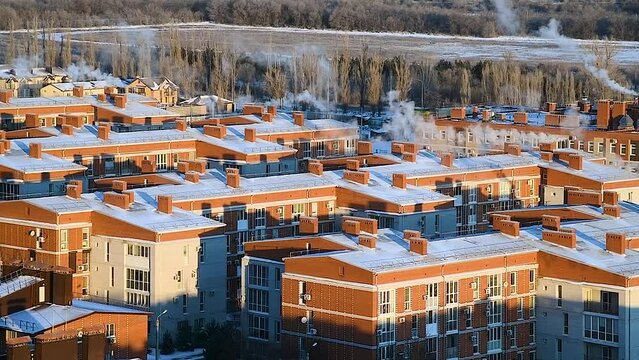 Sunny frosty morning in the city