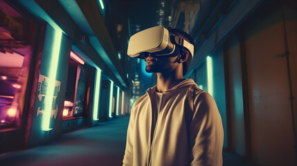 An image of a person using a virtual reality headset