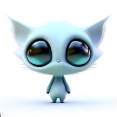 Fototapeta premium Cute cat character, big eyes