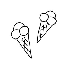vector set of doodle ice cream. Hand-drawn clip art