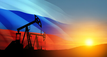 Oil drilling derricks at desert oilfield. The change in oil prices caused by the war. Oil prices...
