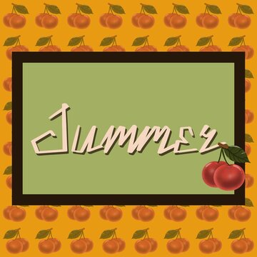 Summer lettering card with cherry background