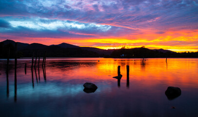 Obraz na płótnie Canvas Derwent water Sunset