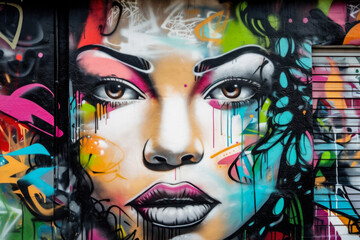 Fototapeta premium Graffiti-Style Portrait of a Strong and Confident Woman, generative ai