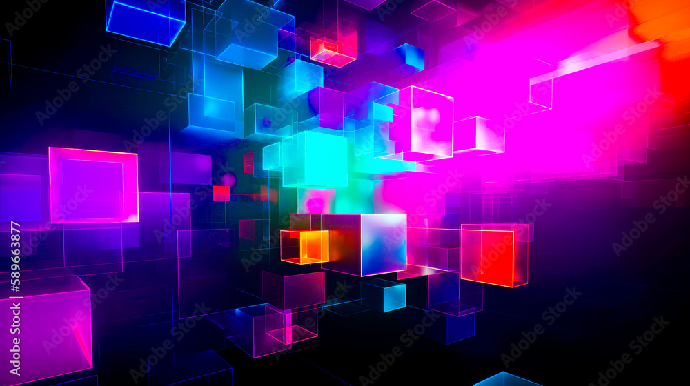 Aufkleber colorful abstract background with cubes in the middle of the image and the colors of the cubes in th