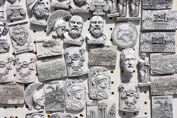 Ancient greek philosopher fridge Magnets for souvenir in Pergamon Izmir Turkey