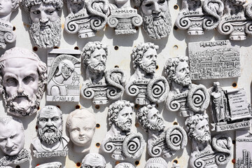 Ancient greek philosopher fridge Magnets for souvenir in Pergamon Izmir Turkey