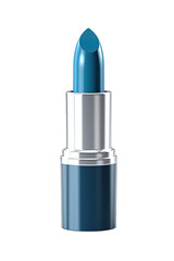 A blue polish lipstick. Beautiful lipstick isolated on transparent background. Makeup product.