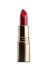 Obraz na płótnie Canvas A red polish lipstick. Beautiful lipstick isolated on transparent background. Makeup product.